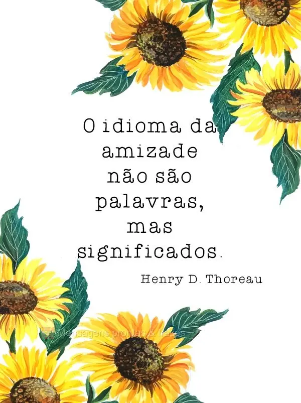 O idioma da amizade não são palavras, mas significados.  Henry David Thoreau