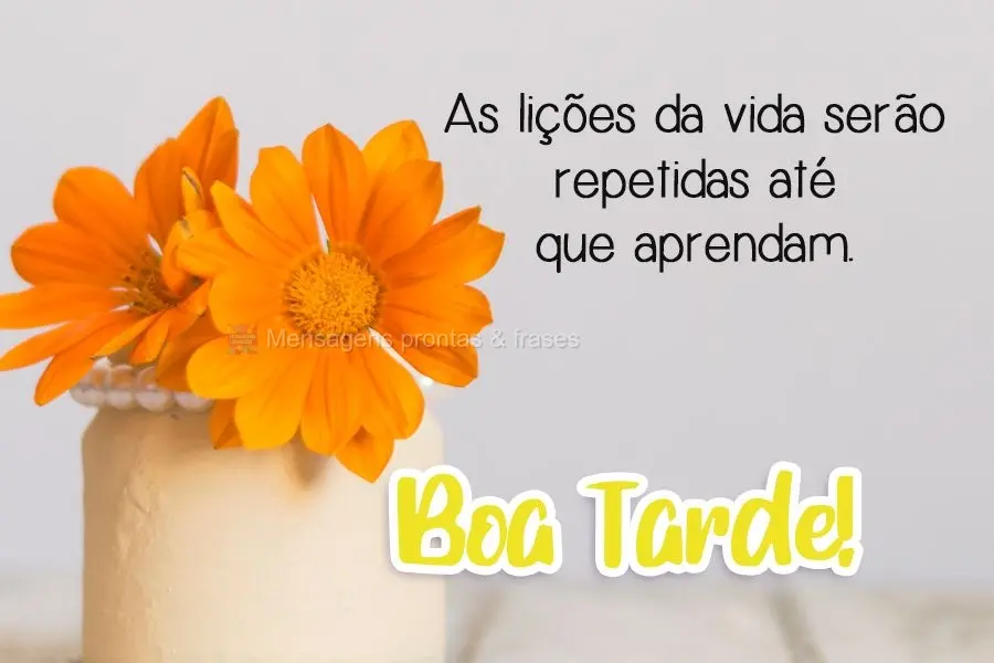 As lições da vida serão repetidas até que aprendam.  Boa Tarde!