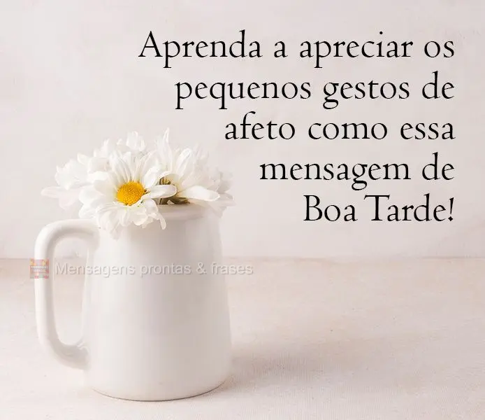 Aprenda a apreciar os pequenos gestos de afeto como essa mensagem de Boa Tarde!

