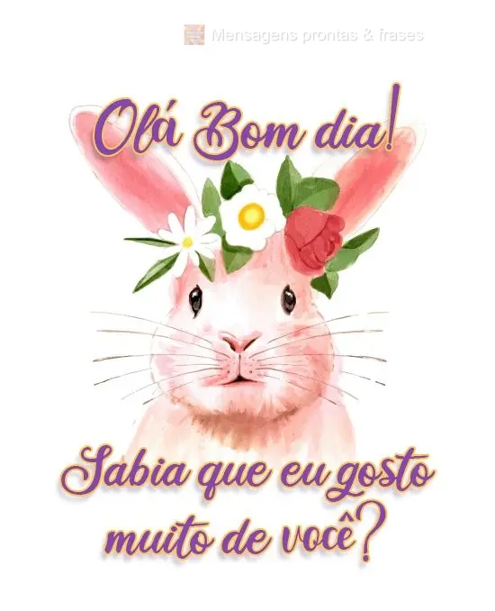 Olá! Bom dia! Sabia que eu gosto muito de você?
