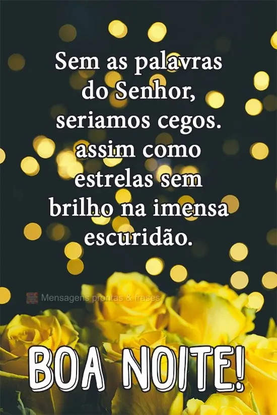 Sem as palavras do Senhor seríamos cegos, assim como estrelas sem brilho na imensa escuridão. 
 Boa Noite!