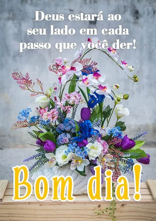 Deus estará ao seu lado em cada passo que você der!
  Bom Dia!