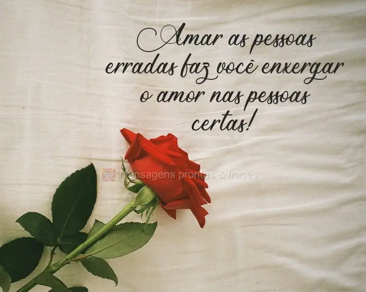 Amar as pessoas erradas faz você enxergar o amor nas pessoas certas!
