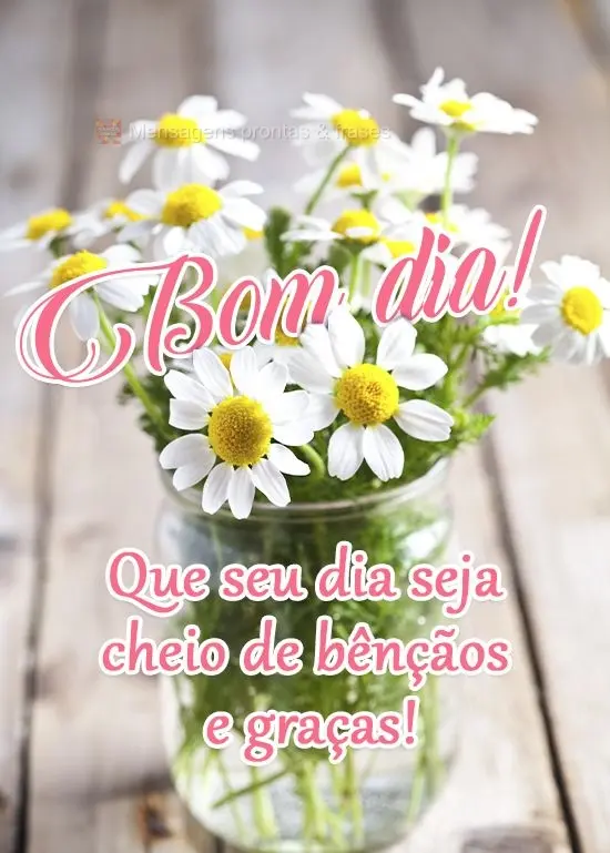 Que seu dia seja cheio de bênçãos e graças! 
 Bom dia!