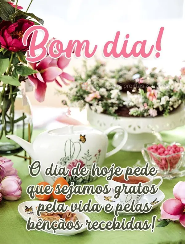 O dia de hoje pede que sejamos gratos pela vida e pelas bênçãos recebidas! Bom dia! 