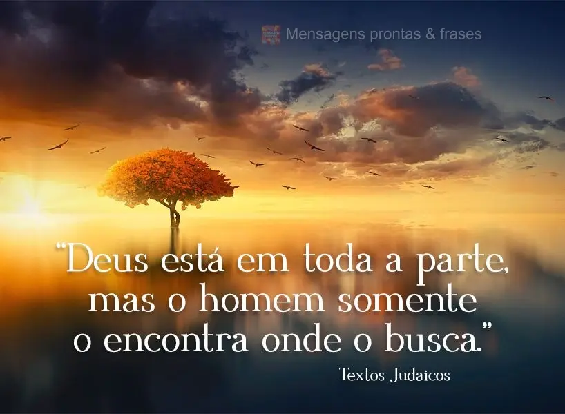 "Deus está em toda a parte, mas o homem somente o encontra onde o busca." Textos Judaicos