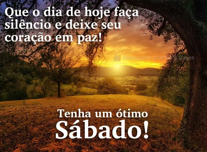 Que o dia de hoje faça silêncio e deixe seu coração em paz!  Tenha um ótimo sábado!