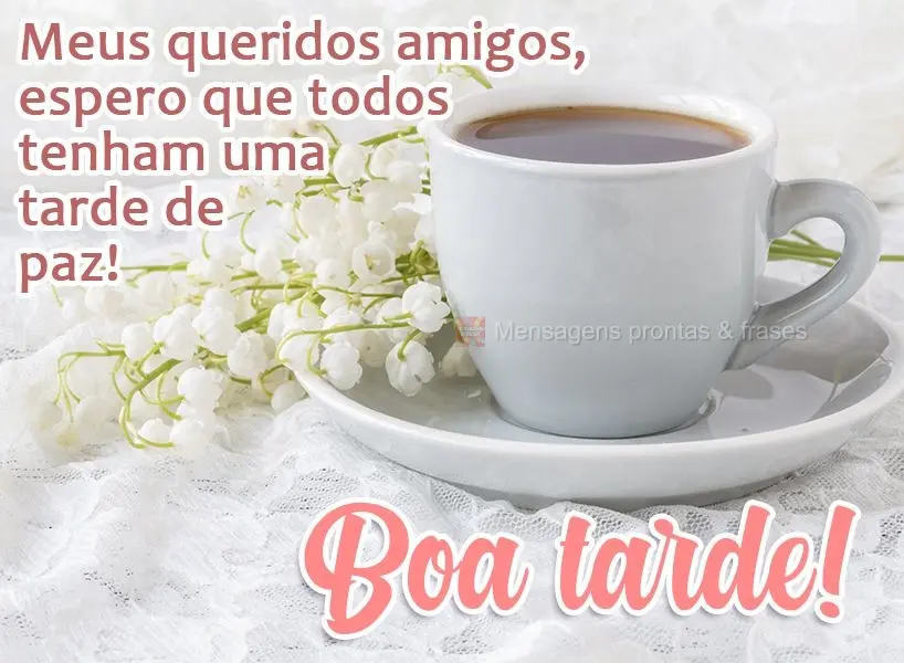 Meus queridos amigos, espero que todos tenham uma tarde de paz! Boa tarde! 