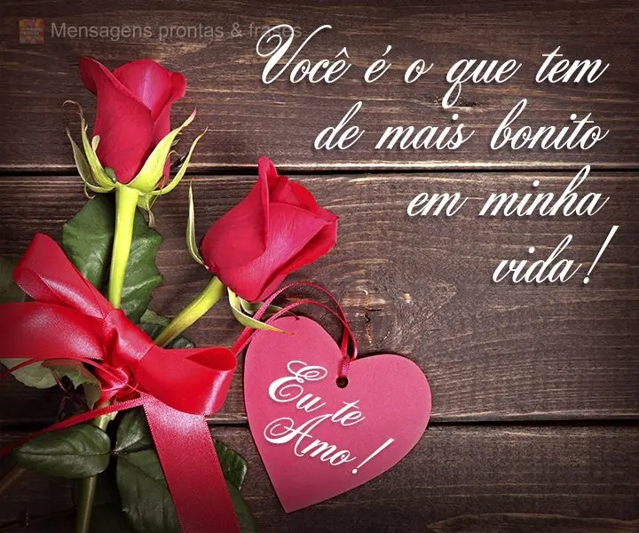 Você é o que tem de mais bonito em minha vida! Eu te amo!