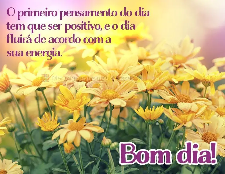 O primeiro pensamento do dia tem que ser positivo e o dia fluirá de acordo com a sua energia. Bom dia!