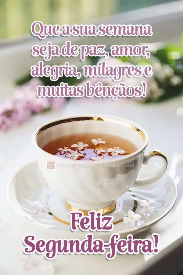 Que a sua semana seja de paz, amor, alegria, milagres e muitas bênçãos! Feliz Segunda-feira!