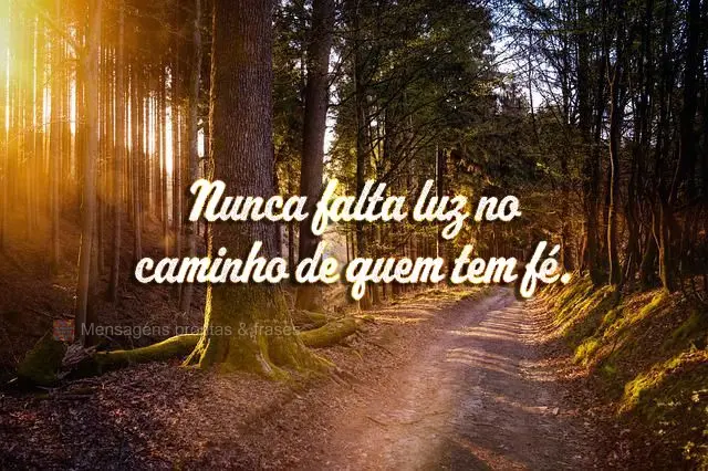 Nunca falta luz no caminho de quem tem fé.
