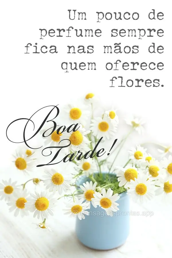 Um pouco de perfume sempre fica nas mãos de quem oferece flores. Boa tarde!