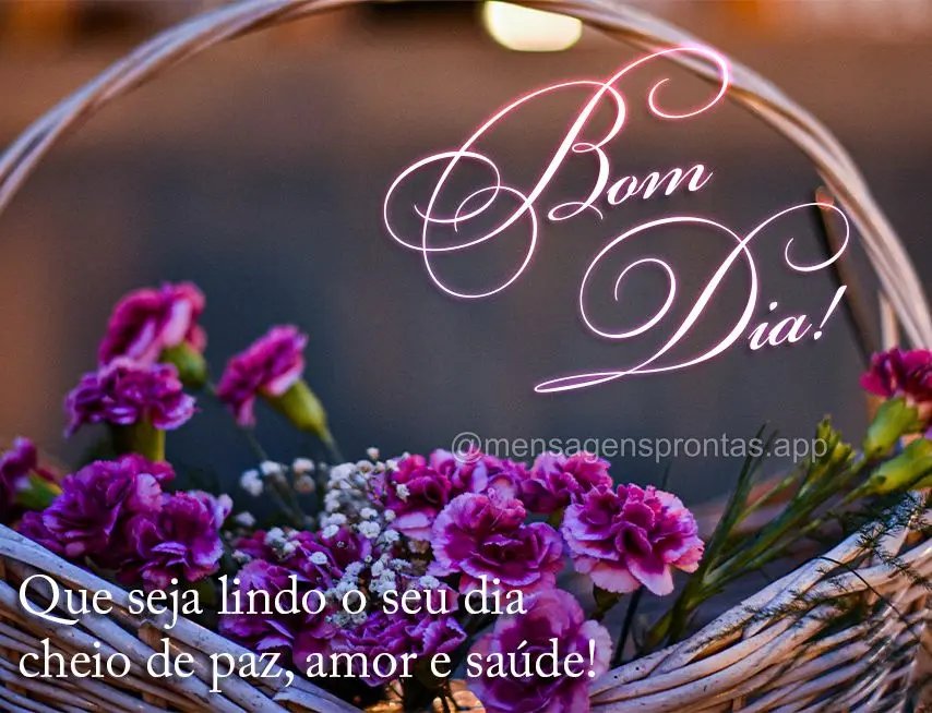 Que seja lindo o seu dia e cheio de paz, amor e saúde! Bom dia!
