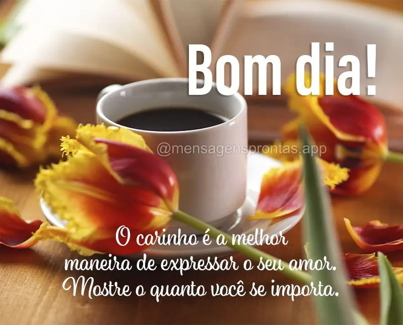 O carinho é a melhor maneira de expressar o seu amor. Mostre o quanto você se importa. Bom dia!