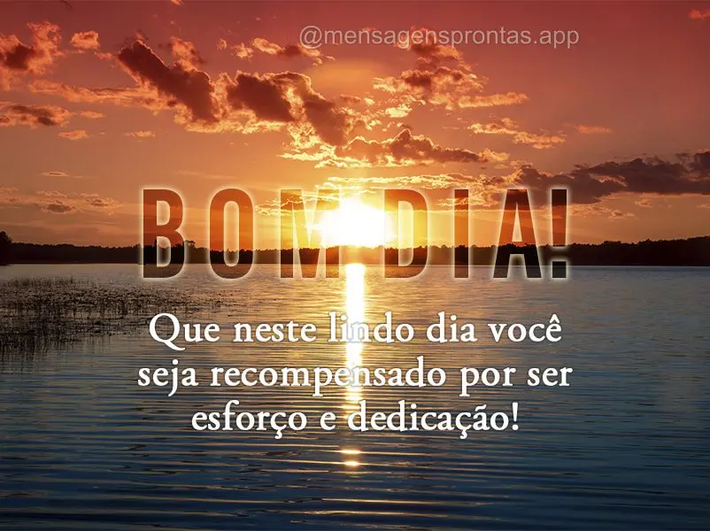 Que neste lindo dia você seja recompensado por ser esforço e dedicação! Bom dia!
