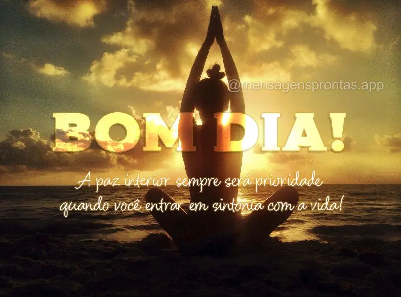 A paz interior sempre será prioridade quando você entrar em sintonia com a vida! Bom dia!