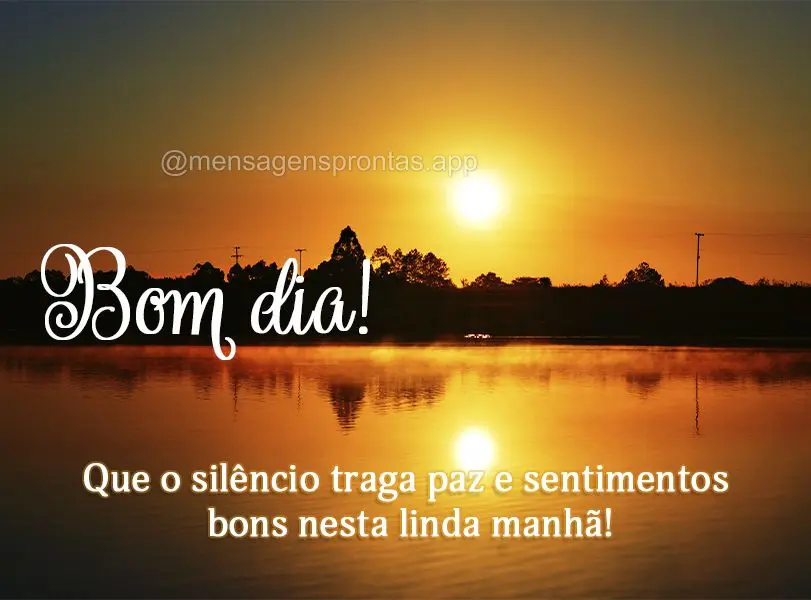 Que o silêncio traga paz e sentimentos bons nesta linda manhã! Bom dia!