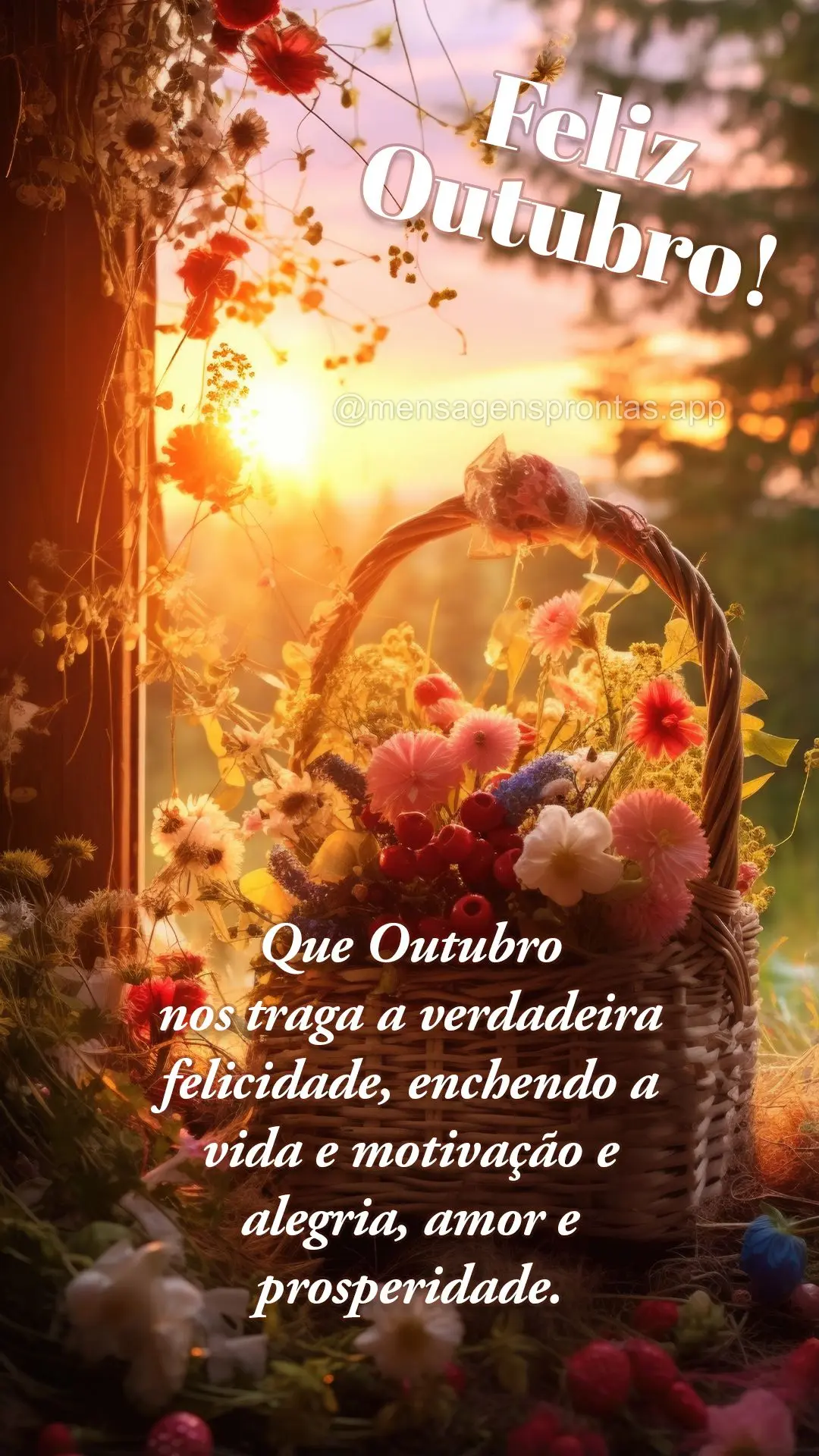 Que Outubro nos traga a verdadeira felicidade, enchendo a vida e motivação e alegria, amor e prosperidade. Feliz Outubro!