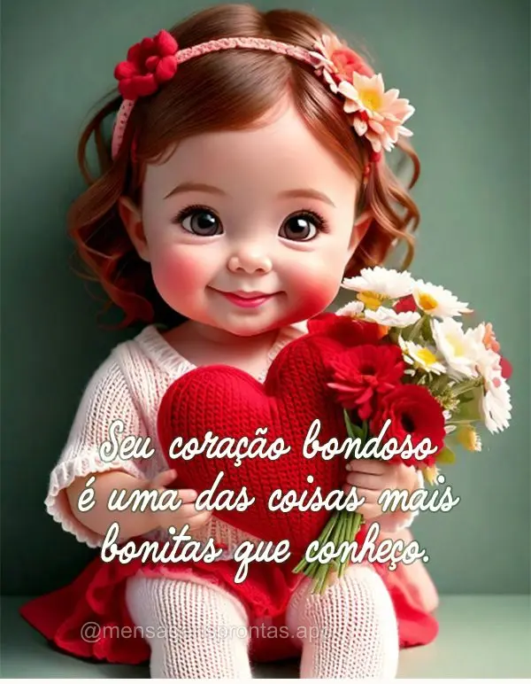 Seu coração bondoso é uma das coisas mais bonitas que conheço.