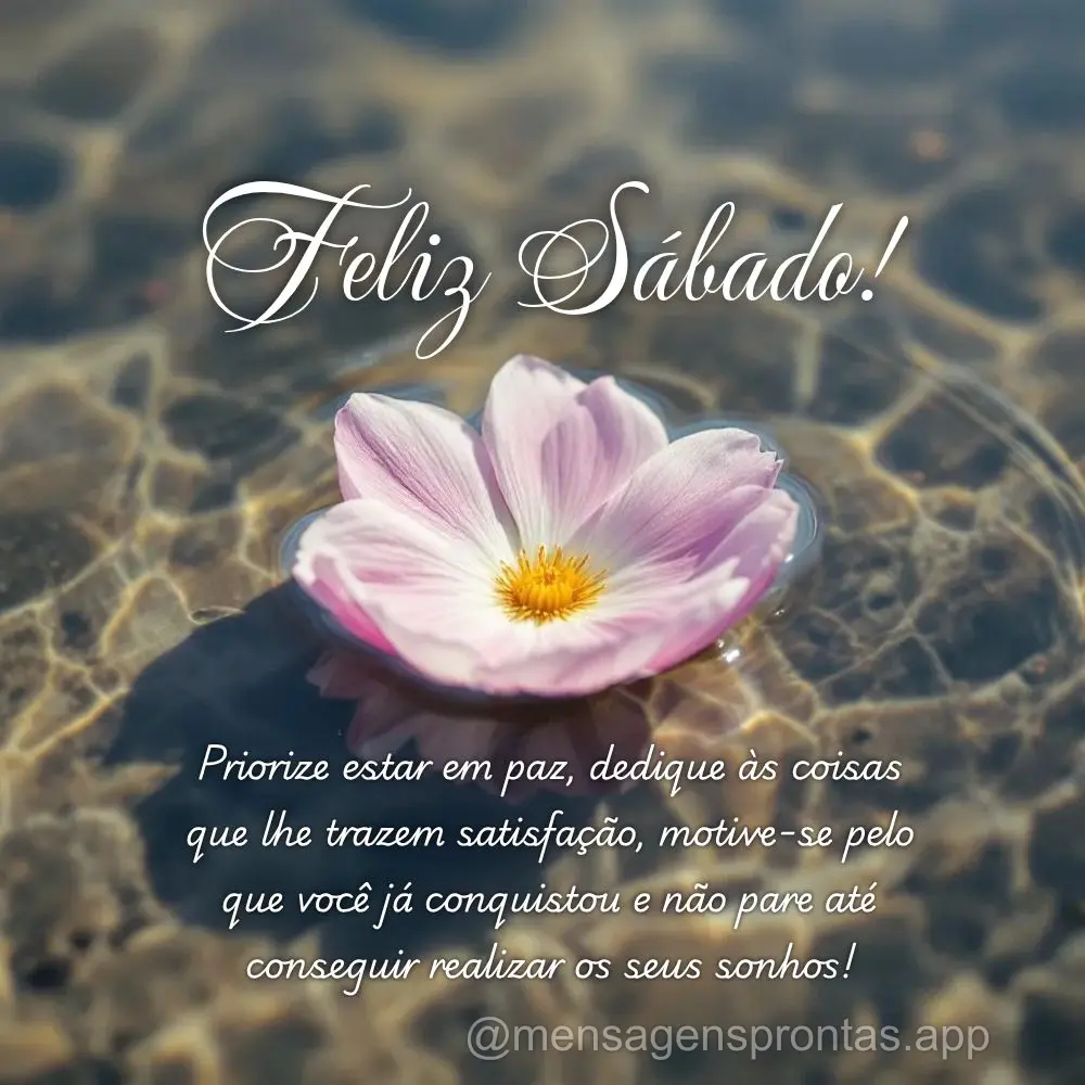 Priorize estar em paz, dedique às coisas que lhe trazem satisfação, motive-se pelo que você já conquistou e não pare até conseguir realizar os seu...