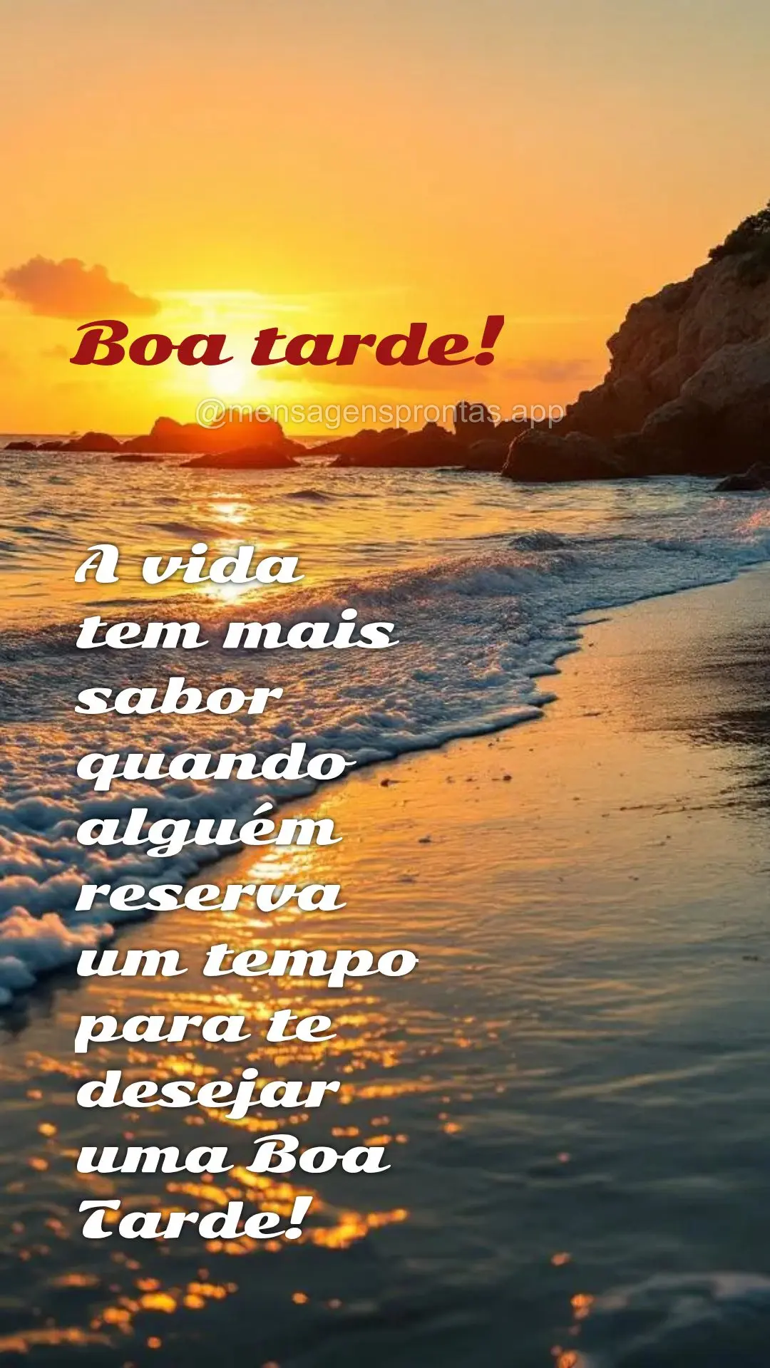 A vida tem mais sabor quando alguém reserva um tempo para te desejar uma Boa Tarde! Boa tarde!