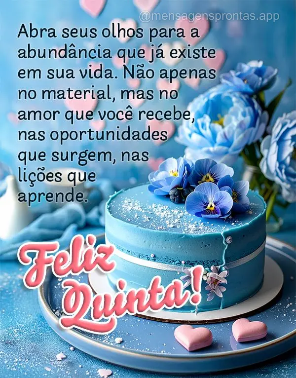 Abra seus olhos para a abundância que já existe em sua vida. Não apenas no material, mas no amor que você recebe, nas oportunidades que surgem, nas l...