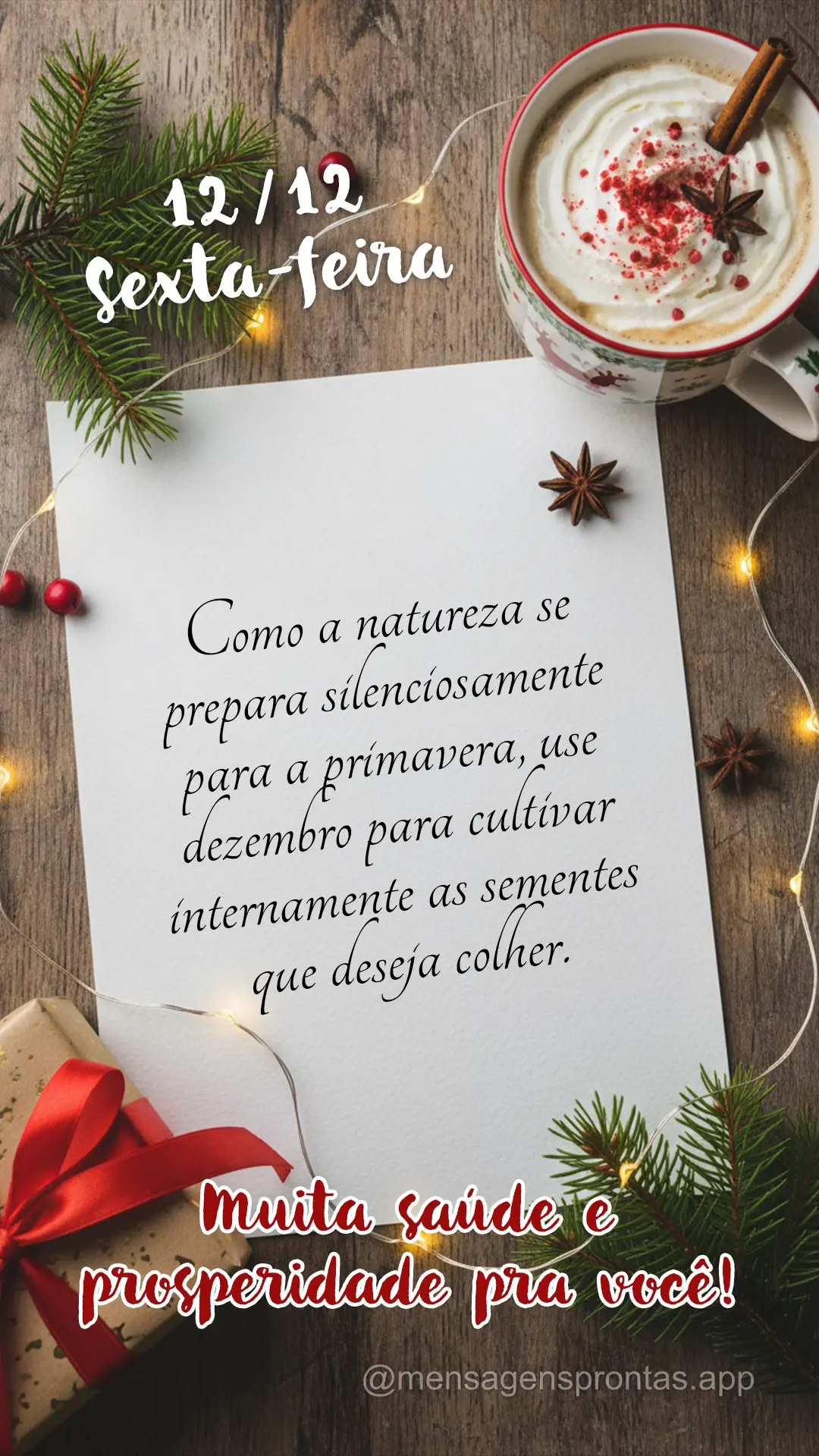 Como a natureza se prepara silenciosamente para a primavera, use dezembro para cultivar internamente as sementes que deseja colher. Muita saúde e prospe...