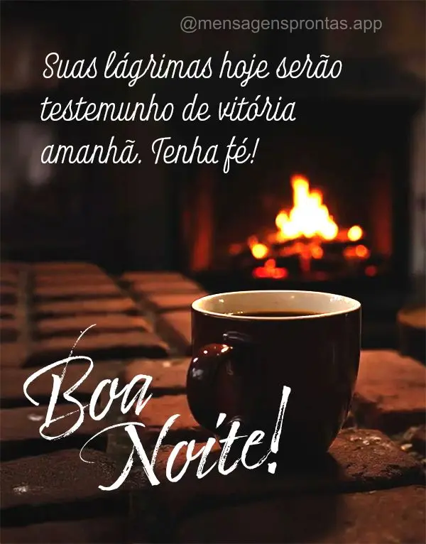 Suas lágrimas hoje serão testemunho de vitória amanhã. Tenha fé! Boa noite!