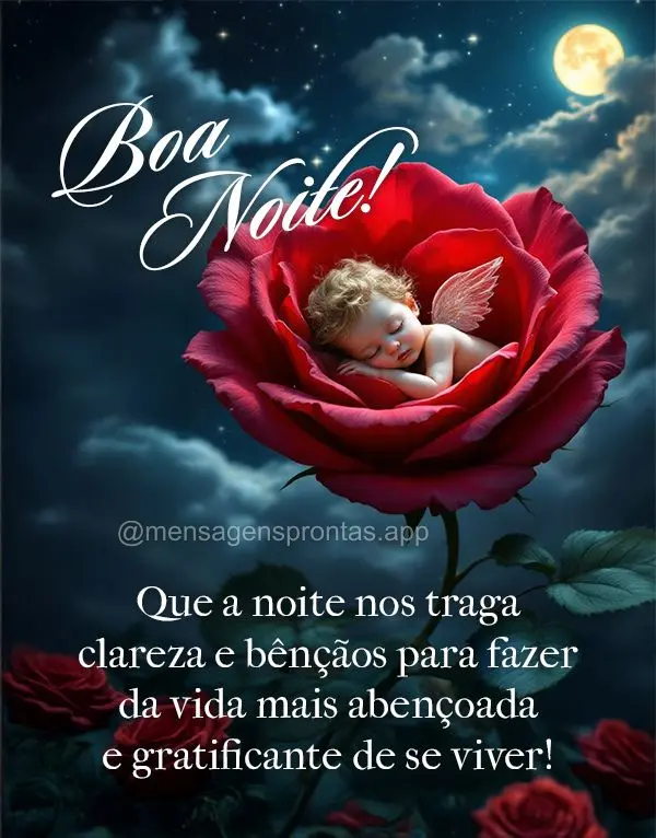 Que a noite nos traga clareza e bênçãos para fazer da vida mais abençoada e gratificante de se viver! Boa noite!